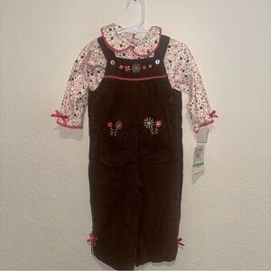 NWT BT Kids Two Piece Set. Overalls and long sleeve shirt. Size 18 months